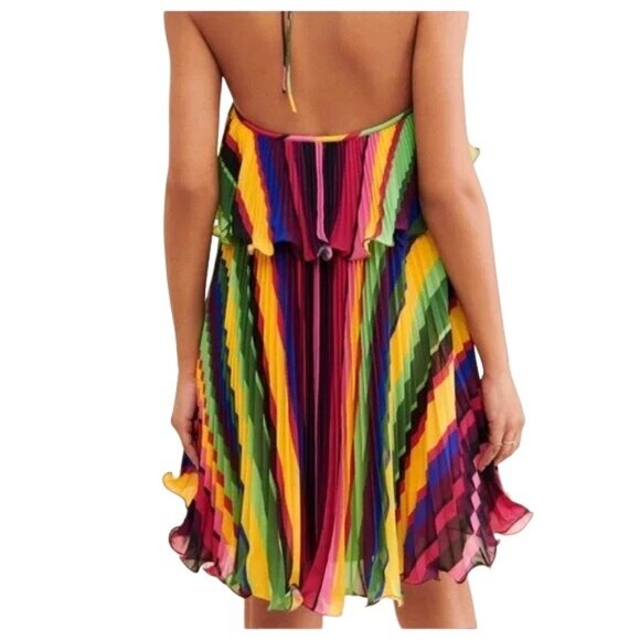Amur Sevyn Halter Mini Dress Colorful Flowy Party Women's 12 - Picture 3 of 12